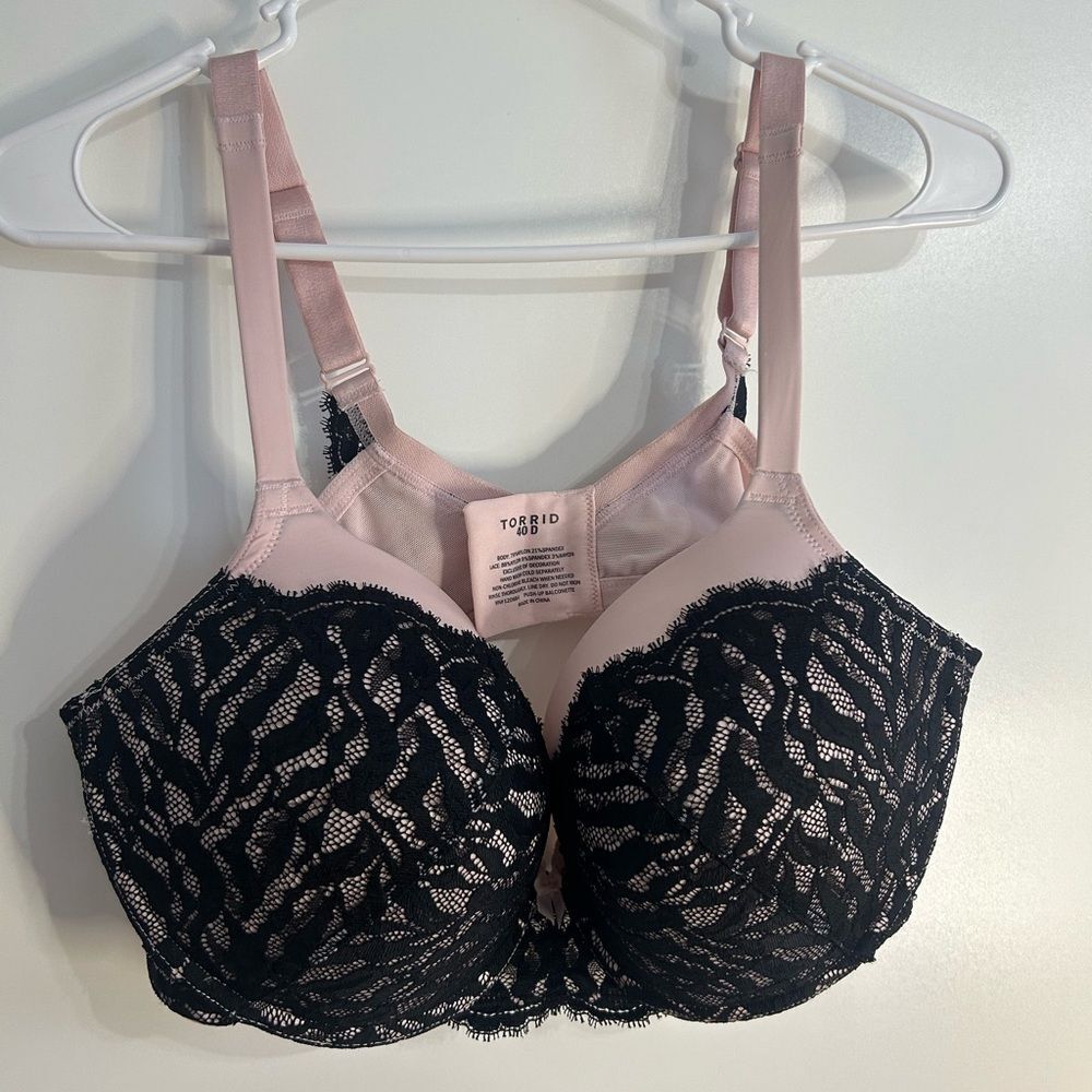 Torrid Black and Pink Lace Bras